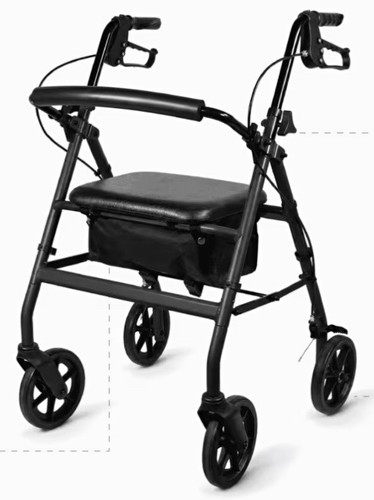 Black wheel rollator walker - black,